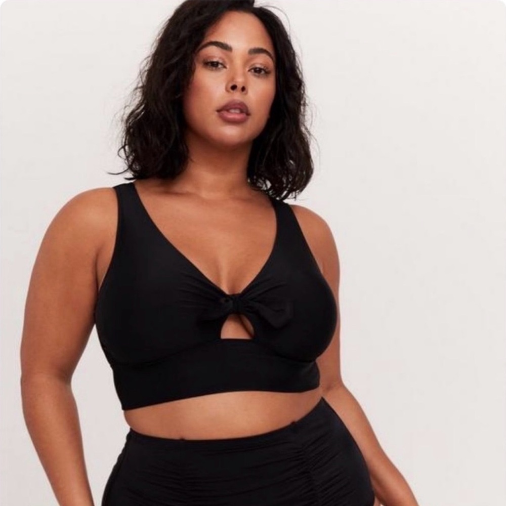 Torrid Black Bikini Tie Top & Ruched Bottoms